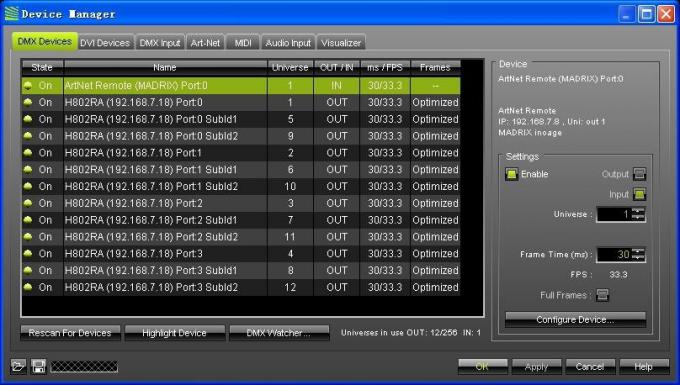 4096 พิกเซล ซัลเว่ DMX LED Controller H802RA 4 Port วัสดุสับสนุนอลูมิเนียม 12