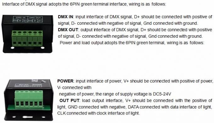 DC5v 24v Dmx ถึง Spi Pixel Decoder 3 Pin สําหรับการควบคุม LED Strip Rgb 0